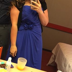 Cobalt blue midi elegant chiffon dress